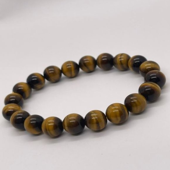 10mm Tiger Eyes Round Stretch Bracelet - Picture 4 of 8